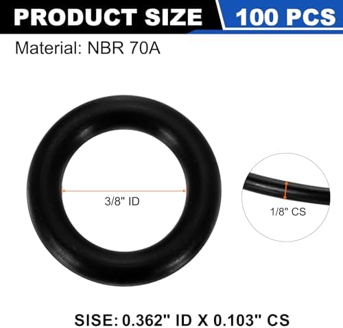 uxcell 100Pcs AS-110 NBR 70A O-Rings 3/8"ID x 3/32"CS/0.362"ID x 0.103"CS - Image 2