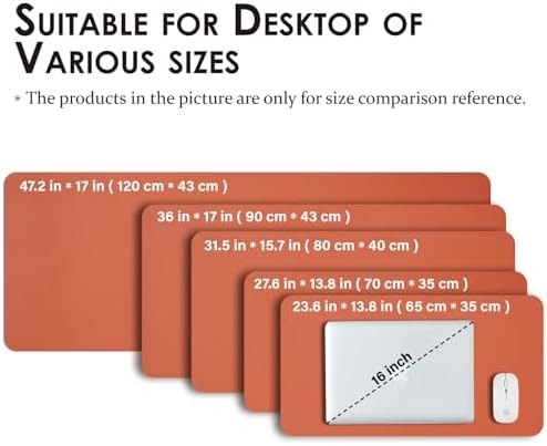 Large Desk Mat - 47.2"x 17" Non-Slip PU Desk Pad for Office and Home - Ideal for Large Mouse Pad and Desk Mats on Top of Desks(Orange) - Image 5