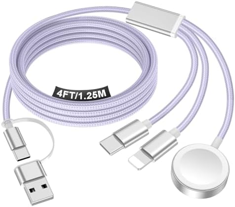 Travel Essentials for Apple Watch Charger,iPhone Charger,3 in 2 Type C/Lightning/Magnetic Travel Charging Cable,Portable Multi Charging Cable for Apple Watch, iPhone 17‑11,Samsung S26,Car,iPad-4FT by Accessoriesforphoneandelectricproducts