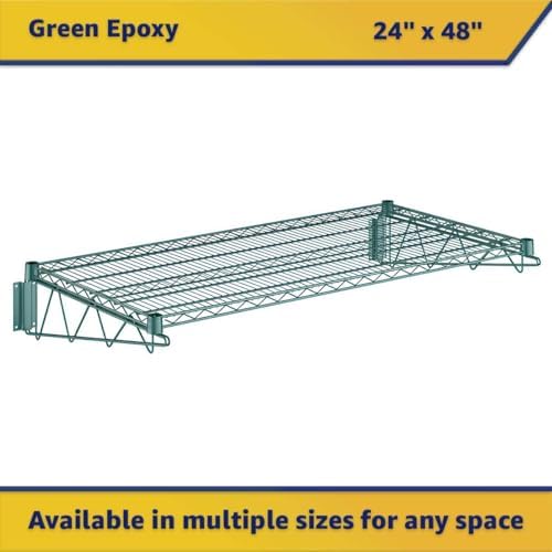 8 Pack 24" x 48" Green Epoxy NSF Wire Wall Shelf, Heavy Duty Wall Mounted Storage Rack, Industrial Metal Shelving for Garage, Warehouse - Image 3