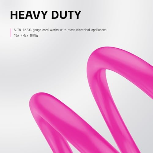 EP 3 Ft 12/3 SJTW Lighted Indoor Extension Cord, Pink - Image 5