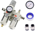 RIH Pneumatics 3/8" NPT Compressed Air Filter Regulator Lubricator Combo Water/Oil Trap Separator - Gauge(0-150 psi), Semi-Auto Drain, Poly Bowl,Bracket - 3 in 1 Two Unit (3/8" NPT) by RIHRightPneumatic