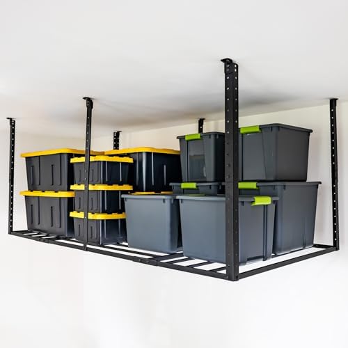 StoreYourBoard 4 x 8 Overhead Garage Storage Rack, Ceiling Shelf Overhead Organization, Heavy Duty Steel Platform Holds 700 lbs, 96 in. x 48 in. x 40 in. by StoreYourBoard