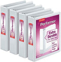 Cardinal Performer 3-Ring Binders, 1.5", Non-Locking Slant-D Rings, 375-Sheet Capacity, ClearVue Presentation, Non-stick, PVC-Free, White, 4-Pack (27400) by TOPSProducts