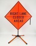 Traffic Roll-Up Sign Kit with Stand – Collapsible Safety Sign & Heavy-Duty Portable Stand, High Visibility, Easy Setup (Right Lane Closed Ahead, Mesh) by EASTERNMETALSIGNSANDSAFETY