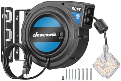 DEWENWILS 50FT Retractable Extension Cord Reel, 6 Outlets,Integrated Switch by DEWENWILS