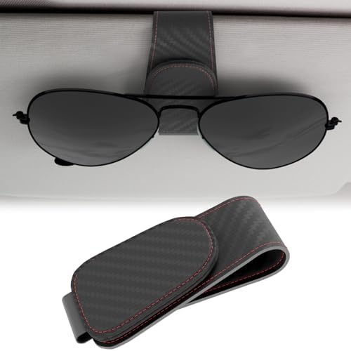 BFXM Car Sunglass Holder, Magnetic Leather Sunglass Holder by BFXM