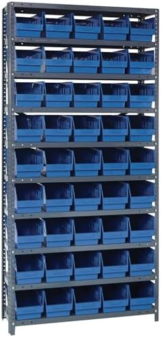 Quantum Storage Systems 1275-202BL Store More Steel Shelving Unit with 6" Shelf Bins, 12" D x 36" W x 75" H, Blue by QuantumStorageSystems