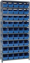 Quantum Storage Systems 1275-202BL Store More Steel Shelving Unit with 6" Shelf Bins, 12" D x 36" W x 75" H, Blue by QuantumStorageSystems
