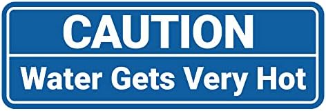Standard Caution Water Gets Very Hot Sign (Blue) - Medium 5 Pack by SignsByLITA