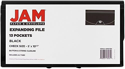 JAM PAPER Accordion Folders - 13 Pocket Plastic Expanding File - Check Size - 5 x 10 1/2 - Black - 2/Pack - Image 5