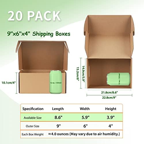 9x6x4 Cardboard Shipping Boxes Set of 20, Brown - Image 3