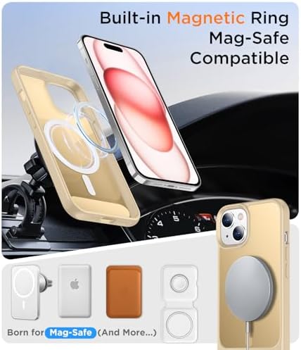 Temdan Magnetic Compatible with iPhone 15 Case, [Built-in Invisible Kickstand][Compatible with MagSafe] [Military Grade Shockproof] Slim Translucent Matte Phone Case for iPhone 15 6.1"-Light Brown - Image 5