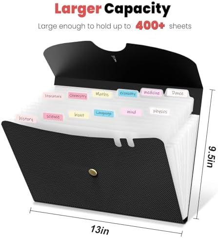Sooez Expanding File Folders, 13 Pocket Accordion File Organizer, Letter/A4 - Image 3