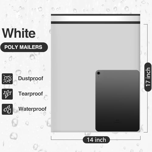 UCGOU Large Poly Mailers 14x17 Inch White 100 Pack Plastic Shipping Bags - Image 2