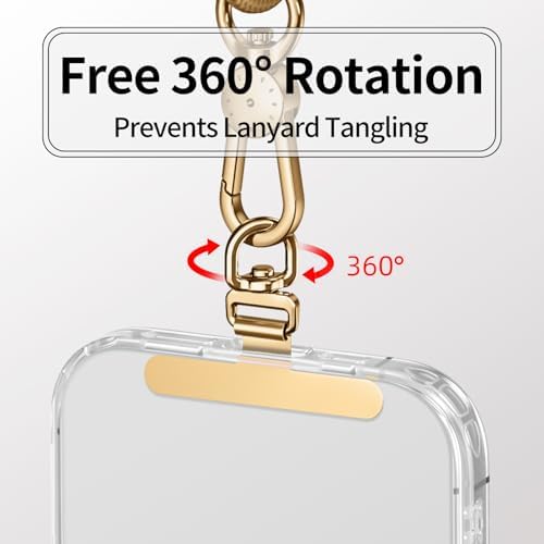 saxsion Phone Tether Tab & Lanyard Tab, 360° Swivel Clip - Ultra Thin Stainless Steel Universal Patch for All Phone Cases - Image 4