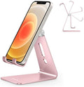 OMOTON Adjustable Cell Phone Stand, C2 Aluminum Desktop Phone Holder Dock Compatible with iPhone 15 14 13 Xs XR 8 Plus 7 6, Samsung Galaxy, Google Pixel, Android Phones, Rose Gold by OMOTON