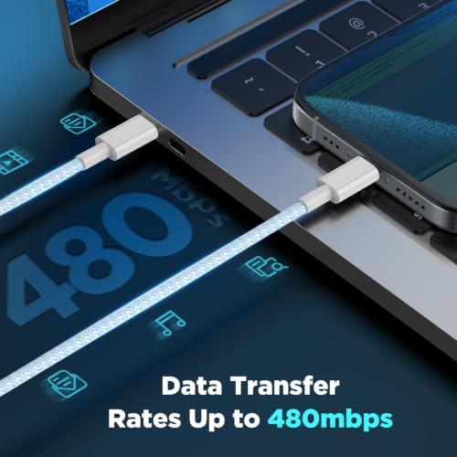 USB C to USB C Cable 6FT+10FT 2Pack 60W iPhone 17 16 15 Charger Cord Long Type C to C Cable Fast Charging for Apple iPhone 17 16 15/Pro/Pro Max/Plus/iPad Pro Air/MacBook/Air/Mini/Samsung Galaxy-Blue - Image 3