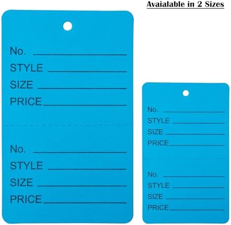 1000 Qty 1 3/4 x 2 7/8 (44x73mm) Assorted Unstrung Colored Price/Receipt Tags w/Easy-Tear Stub (Consignment/Merchandise/Clothing/Jewelry/Laundry/Sales) – Number/Style/Size/Price - Image 2