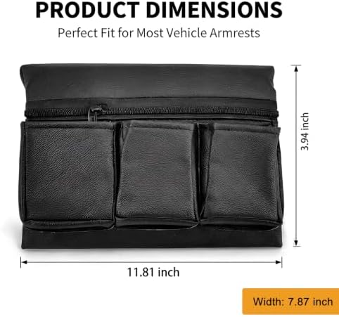 Car Door Window Armrest Storage Organizer, Leather Ergonomic Door Arm Rest Pad with Multi Pocket, Auto Side Door Storage Bag for Phone Keys Small Items, Universal for Most Cars (Black) - Image 2