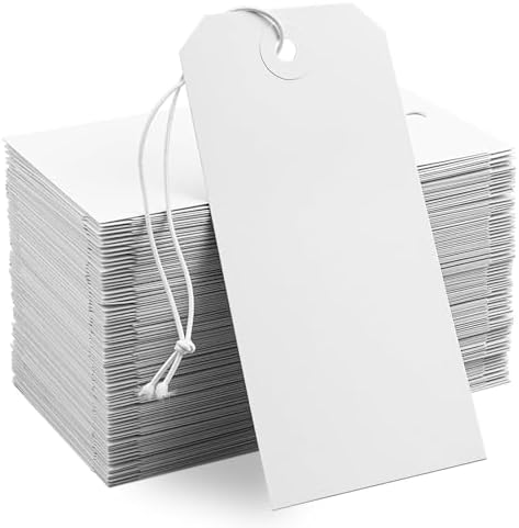 250 Pack White Shipping Tags with Elastic String by koorito
