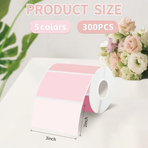 3" x 2" Pink Thermal Label,Self-Adhesive Rectangle Thermal Sticker Labels for Logo Design,Name/Price Tag,Thanks Card,Address,QR Code - Image 2
