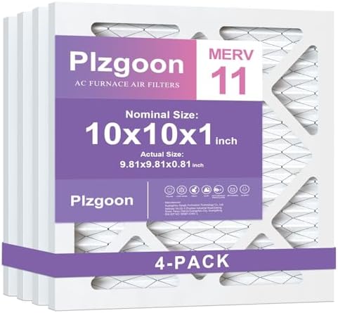 10x10x1 Air Filter MERV 11, 4-Pack for AC & Furnace, MPR 1000 by Unknown