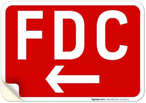 FDC Left Arrow Sign, Red Background, by SigoSigns