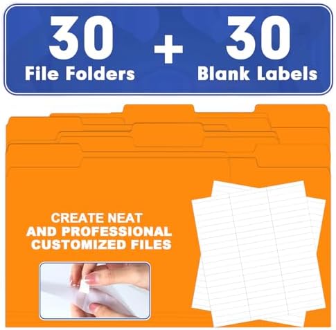 File Folder, HERKKA 30 Pack 1/3 Cut Tab File Folders, File Folders Great for Organizing and Filing, Letter Size, Orange - Image 5