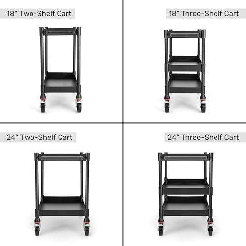 MightyHaul 18" Heavy-Duty Utility Cart with 2 Reversible Shelves, 1,200 lb Capacity, Heavy-Duty Casters for Industrial Use - Image 5