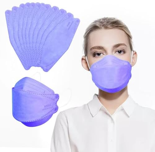 Borje KN95 Face Masks for Adults 50 Pack, 5-Ply Purple Disposable Face Mask Against PM 2.5 Smoke & Dust, Filtration Efficiency 95% - Image 3
