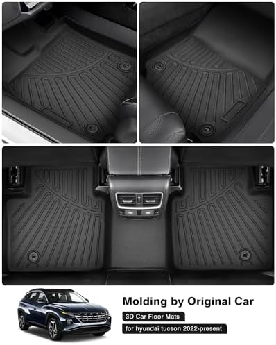 Powerty Floor Mats for 2022-2025 2026 Hyundai Tucson Gas (Non-Hybrid Models) All Weather 3D TPE Anti-Slip Car Liners for 1st & 2nd Row Accessories(NOT for Hybrid) - Image 2