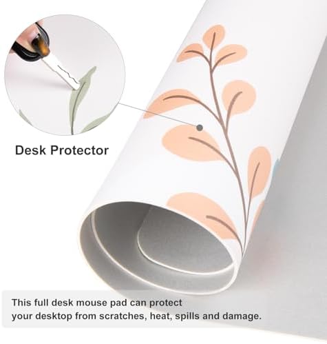 Faux Leather Large Mouse Pad, Office Desk Mat, 31.5"x15.7", Green Pink - Image 4