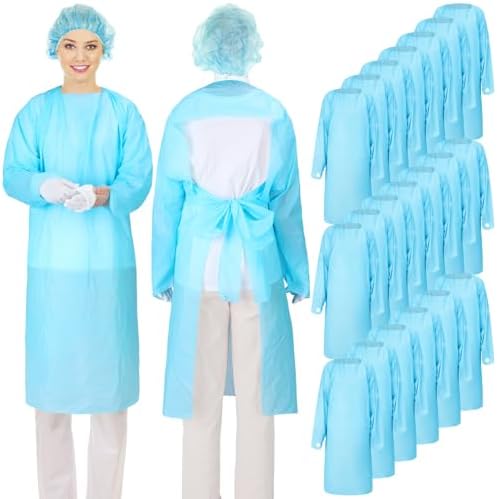 TrelaCo 20 Pack Disposable Isolation Gowns PPE Gown Set with Sleeves,Blue by TrelaCo