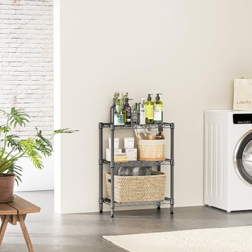 IZEUK 3-Tier Steel Storage Shelves, Heavy Duty Metal Shelf Wire Shelving Rack for Pantry, Kitchen, Living Room, or Office Organization (21.7" W x 11.8" D x 28.6" H, 750LBS, Black) - Image 6