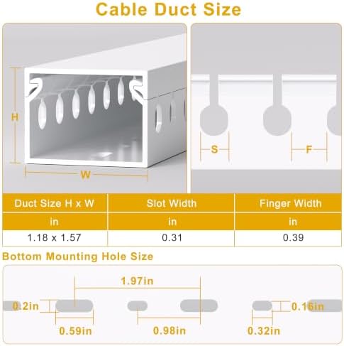 1.2" H x 1.6" W Cable Management Raceway, 132in Under Desk Channel, White - Image 2