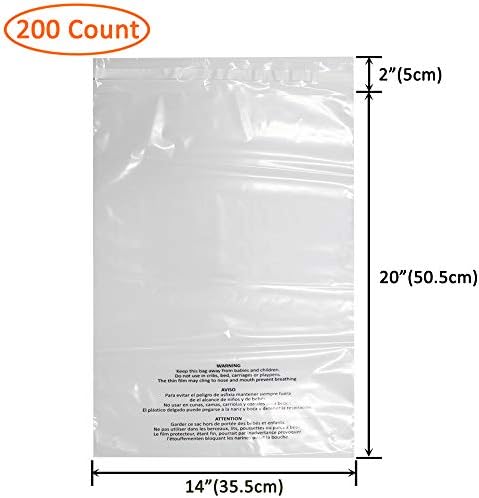 200 Count 14x20 Inch Self Seal Clear Poly Bags - Image 2
