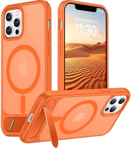Temdan Magnetic Compatible with iPhone 12 Case & iPhone 12 Pro Case, [Built-in Invisible Kickstand][Compatible with MagSafe][Military Grade Shockproof] Slim Translucent Matte Phone Case 6.1" by Temdan