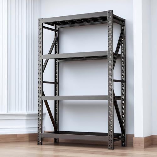 Heavy Duty Warehouse Shelving 4-Tier Industrial Steel Storage Shelves, 2600LB Capacity Per Shelf, Adjustable Shelves for Garage/Factory/Commercial Use (Black, W47*D23.7*H69) by Unknown