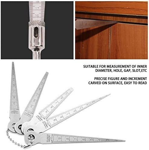 LiebeWH Taper Gage Set Stainless Steel Taper Feeler Ruler Hole Inspection Tool for Measuring Inner Diameter Welding Gap Gauge - Image 2