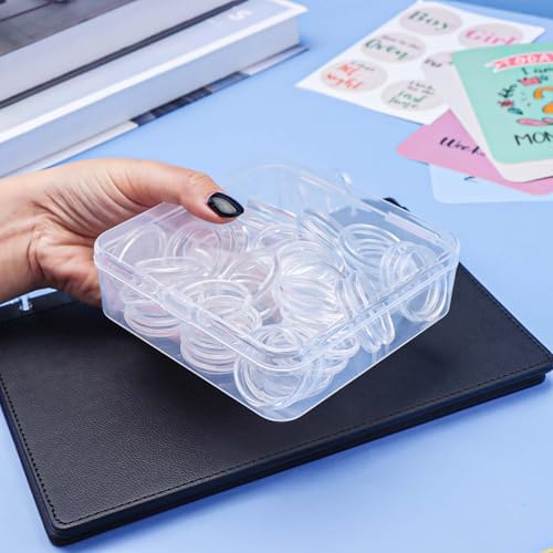 Clear Discbound Discs Set 50pcs 32mm Plastic Expansion Rings with Clear PP Holder PC Book Binding Discs for Disc Bound Notebook Planner Binder Accessories Note-Taking System (32mm) - Image 3