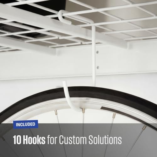 SafeRacks White 4x8 Overhead Garage Storage Rack 600 lb 12”-24" (2-Pack) - Image 6
