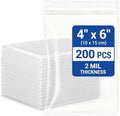 Small Plastic Bags, 4x6 in 200pcs 2 Mil Thick Mini Zip Bags for Jewelry Cards, Stickers, Cookies, Crafts, Samples, Seeds, Small Business Packaging & Home Organization by Bonison