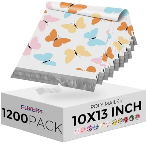 Fuxury Poly Mailers 10x13" 1200pcs,Cute Shipping Bag for Clothes,Butterflies by Fuxury