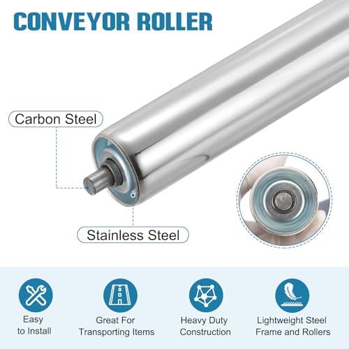 MECCANIXITY Stainless Steel Conveyor Roller 2" Diameter 10" Length Gravity Transmission Replacement Part Galvanized End (Silver) - Image 3
