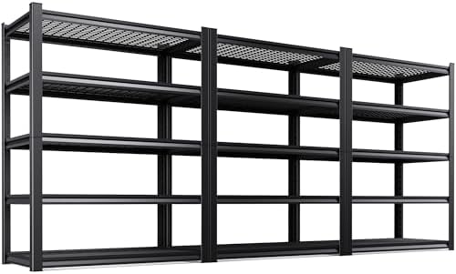 3-Pack 35''W Storage Shelves,2500LBS Garage Shelving,Adjustable Garage Shelves,Heavy Duty Metal Shelving, 5 Tier Utility Steel Shelf, Easy-to-Install Shelving Units and Storage 71''x35''x16 by KORVENA