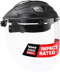 NoCry Premium Safety Face Shield for Grinding and Cutting — Clear Anti-Fog, Impact Resistant Visor and Adjustable Headgear — ANSI Z87.1 Certified for Industrial Use — Washable Sweatbands Included by NoCry