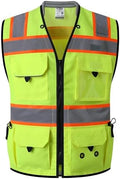 JKSafety Hi-Vis Unisex Surveyor Safety Vest Heavy Duty PPE Inner Pockets ANSI/ISEA Compliant by JKSafety