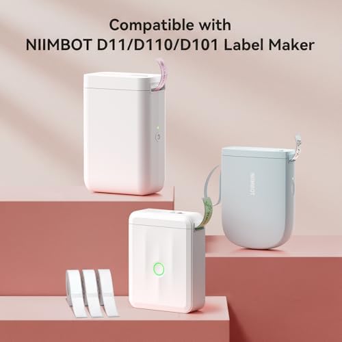 NIIMBOT Label Maker Tape for D11/D110/D101 Label Maker, 12 x 40 mm (0.47'' x 1.57''), 3Rolls for Home Office Labeling Tape Replacement, White - Image 2