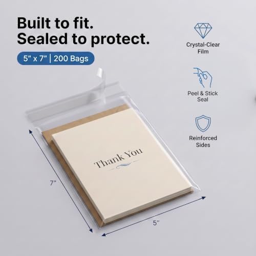 5" X 7" Self-Sealing Cellophane Bags (200 Count) Clear Cookie Bags - Image 2
